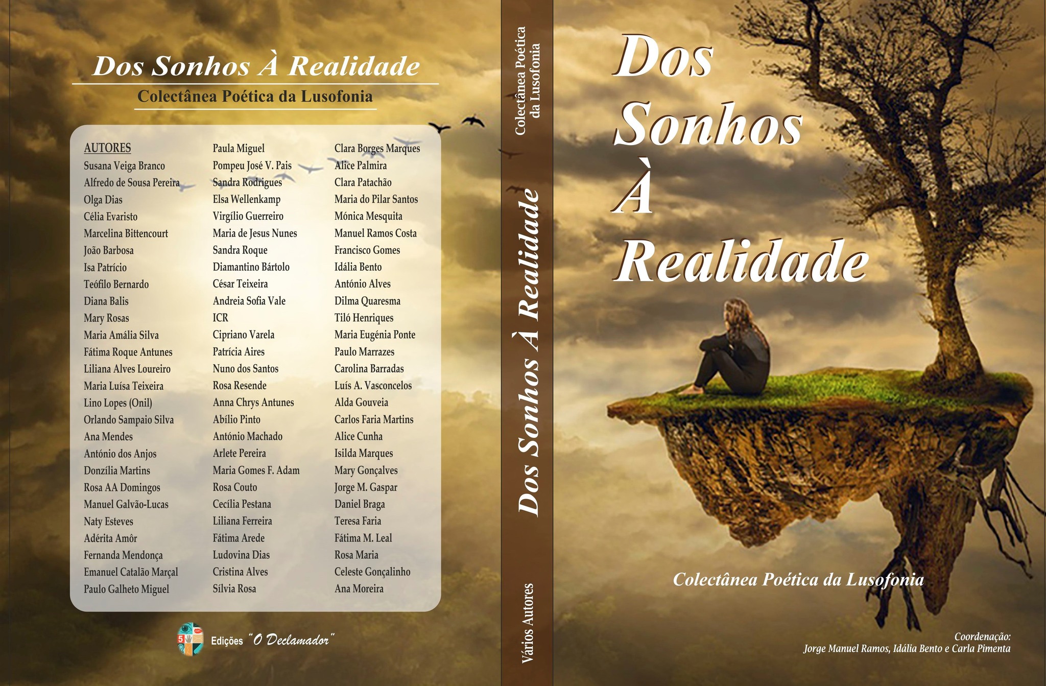 Capa e contra capa do livro 'Dos Sonhos à Realidade', de 80 autores, das Edições 'O Declamador', Janeiro de 2023