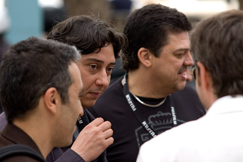Miguel Gomes, realizador do filme e Armando Pimenta Nunes no festival de Cannes no sul de Frana