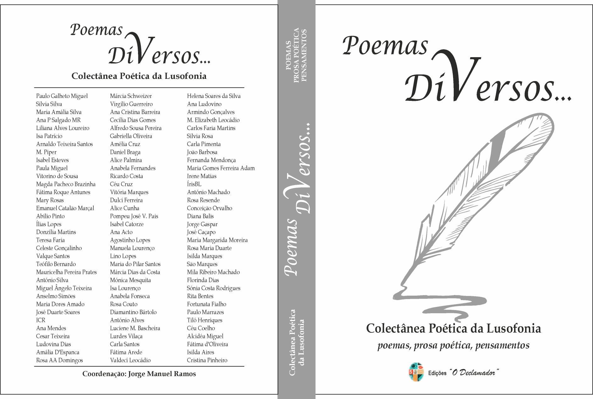 Capa e contra capa do livro 'Poemas DiVersos', de vários autores, das Edições 'O Declamador', Março/Abril de 2022